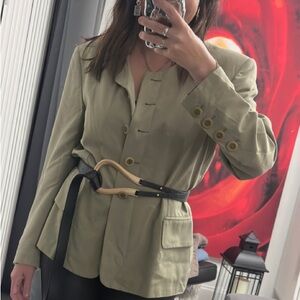 Vintage Escada 100% Silk Olive Green Women's Jacket